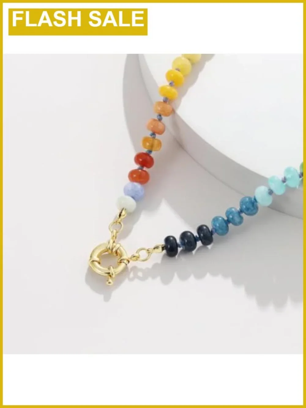 Handmade Natural Gemstone Beaded Choker Necklace 14K Gold Plated Copper